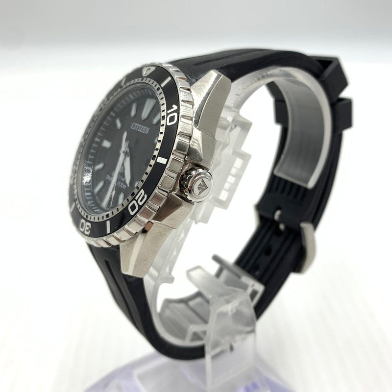 【中古品】【メンズ】 CITIZEN シチズン ECO DRIVE DIVERS 200M E168-003FR01 エコドライブ ドライバーズ 腕時計 ウォッチ 197-260804-ko-13-tei カラー：ブラック 万代Net店