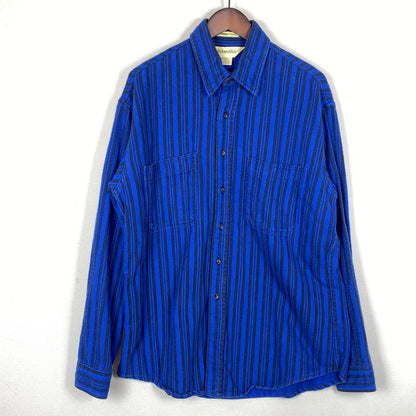 【中古品】【メンズ】 ST.JOHN'S BAY セント ジョンズ ペイ × BIG MAC ビッグ マック 別注コラボ 80's VINTAGE FLANNELSHIRT 80年代 ヴィンテージ フランネルシャツ 長袖 トップス 145-260624-sa-24-tei サイズ：LT カラー：ブルー 万代Net店
