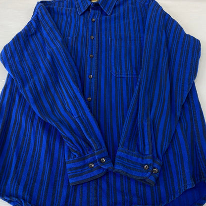 【中古品】【メンズ】 ST.JOHN'S BAY セント ジョンズ ペイ × BIG MAC ビッグ マック 別注コラボ 80's VINTAGE FLANNELSHIRT 80年代 ヴィンテージ フランネルシャツ 長袖 トップス 145-260624-sa-24-tei サイズ：LT カラー：ブルー 万代Net店