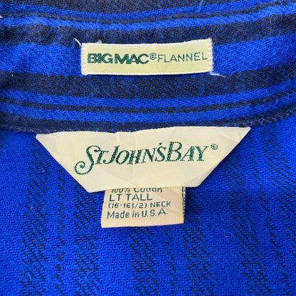 【中古品】【メンズ】 ST.JOHN'S BAY セント ジョンズ ペイ × BIG MAC ビッグ マック 別注コラボ 80's VINTAGE FLANNELSHIRT 80年代 ヴィンテージ フランネルシャツ 長袖 トップス 145-260624-sa-24-tei サイズ：LT カラー：ブルー 万代Net店