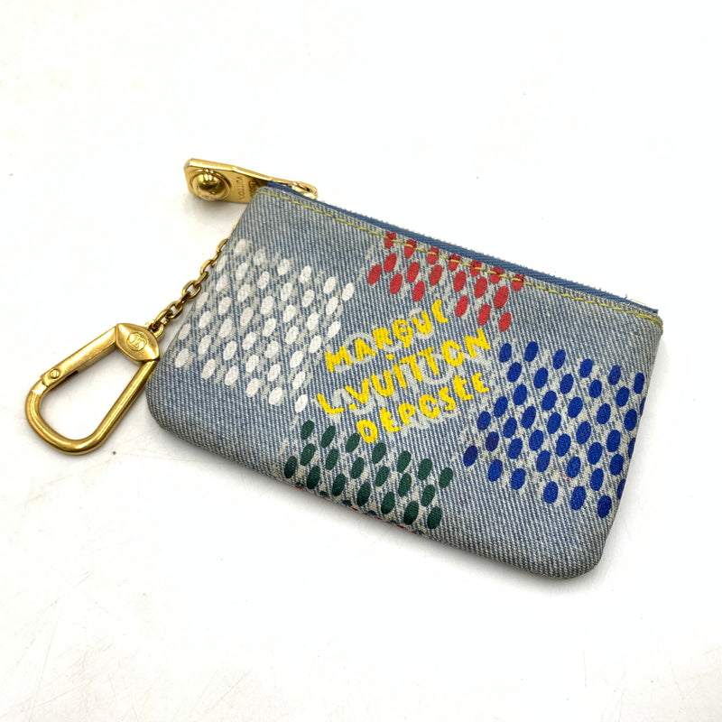 【中古品】【メンズ/レディース】 LOUIS VUITTON ルイヴィトン N00188 デニム ポシェットクレ LVバーズダミエ 財布 コインケース 179-260624-ko-16-tei カラー：ブルー系 万代Net店