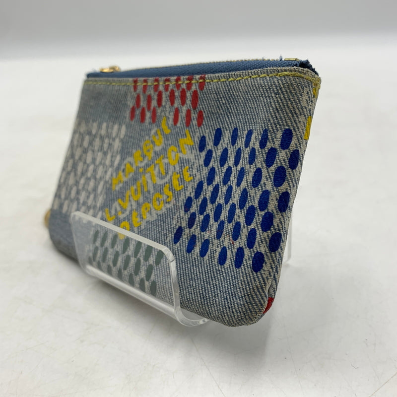 【中古品】【メンズ/レディース】 LOUIS VUITTON ルイヴィトン N00188 デニム ポシェットクレ LVバーズダミエ 財布 コインケース 179-260624-ko-16-tei カラー：ブルー系 万代Net店
