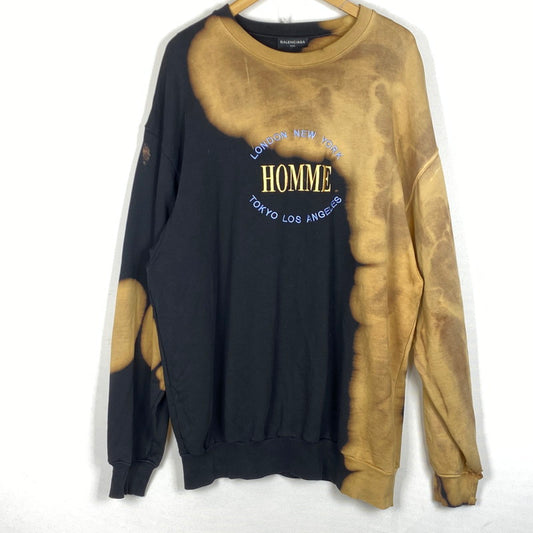 【中古品】【メンズ】 BALENCIAGA バレンシアガ 17AW OVERSIZE BLEACH HOMME SWEATER 17秋冬 オーバーサイズ ブリーチ オム セーター 長袖 トップス 141-260624-sa-15-tei サイズ：M カラー：ブラックブラウン 万代Net店