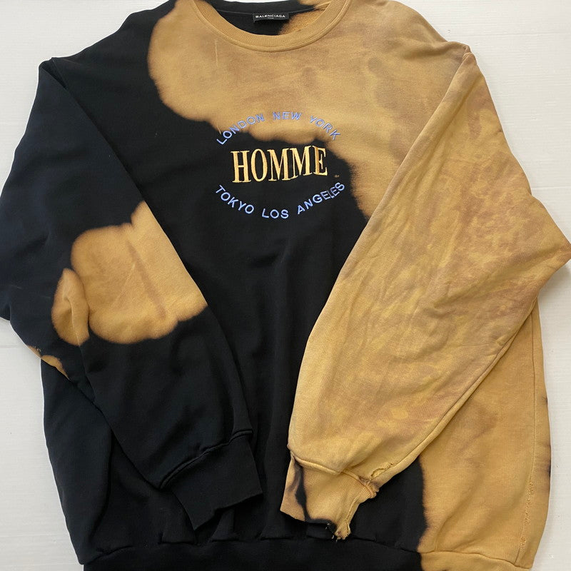 【中古品】【メンズ】 BALENCIAGA バレンシアガ 17AW OVERSIZE BLEACH HOMME SWEATER 17秋冬 オーバーサイズ ブリーチ オム セーター 長袖 トップス 141-260624-sa-15-tei サイズ：M カラー：ブラックブラウン 万代Net店