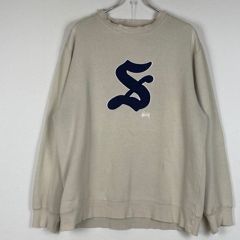 【中古品】【メンズ】 STUSSY ステューシー 90's OLD ENGLISH LOGO SWEAT 90年代 オールド イングリッシュ ロゴ スウェット 長袖 トップス トレーナー 142-260624-sa-10-tei サイズ：M カラー：ベージュ系 万代Net店