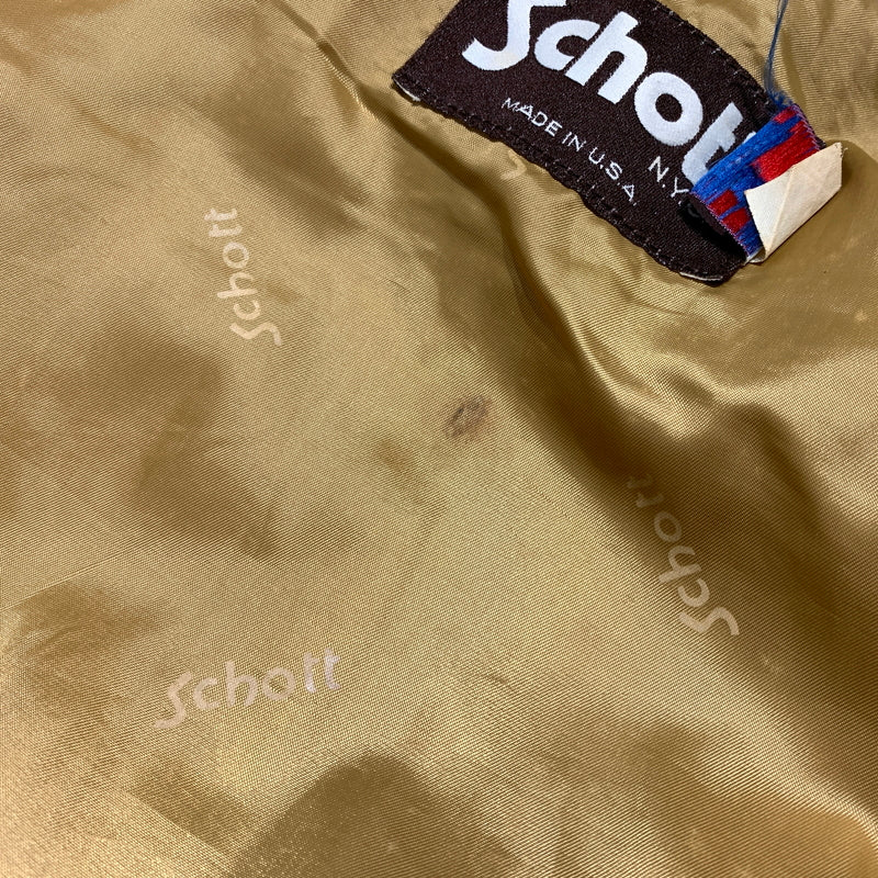【現状渡し品】【メンズ】 schott ショット SUEDE BOMBER JACKET スエード ボンバージャケット アウター レザージャケット 145-260626-ko-09-tei サイズ：40 カラー：ブラウン 万代Net店