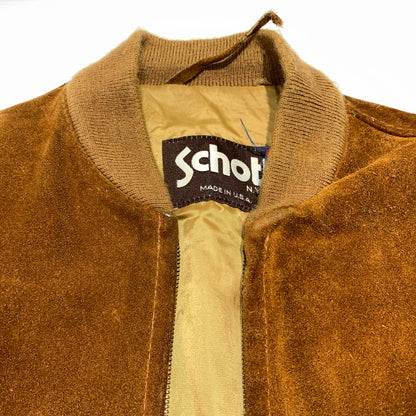 【現状渡し品】【メンズ】 schott ショット SUEDE BOMBER JACKET スエード ボンバージャケット アウター レザージャケット 145-260626-ko-09-tei サイズ：40 カラー：ブラウン 万代Net店