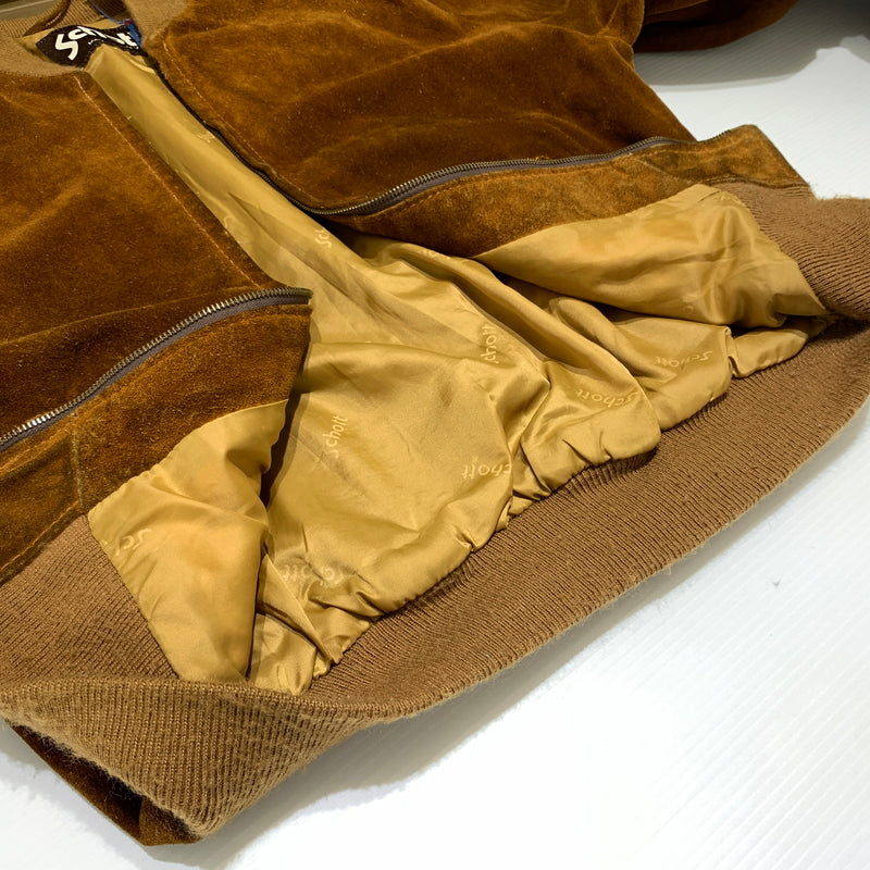 【現状渡し品】【メンズ】 schott ショット SUEDE BOMBER JACKET スエード ボンバージャケット アウター レザージャケット 145-260626-ko-09-tei サイズ：40 カラー：ブラウン 万代Net店