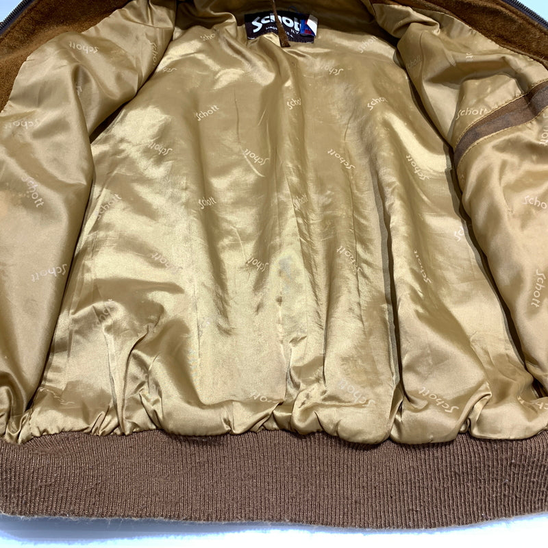 【現状渡し品】【メンズ】 schott ショット SUEDE BOMBER JACKET スエード ボンバージャケット アウター レザージャケット 145-260626-ko-09-tei サイズ：40 カラー：ブラウン 万代Net店