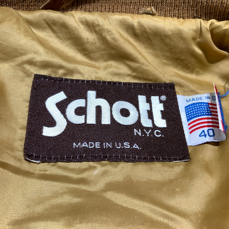 【現状渡し品】【メンズ】 schott ショット SUEDE BOMBER JACKET スエード ボンバージャケット アウター レザージャケット 145-260626-ko-09-tei サイズ：40 カラー：ブラウン 万代Net店