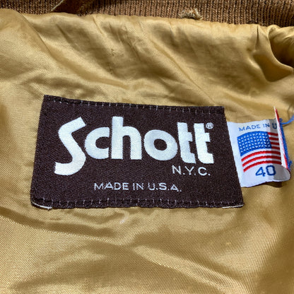 【現状渡し品】【メンズ】 schott ショット SUEDE BOMBER JACKET スエード ボンバージャケット アウター レザージャケット 145-260626-ko-09-tei サイズ：40 カラー：ブラウン 万代Net店