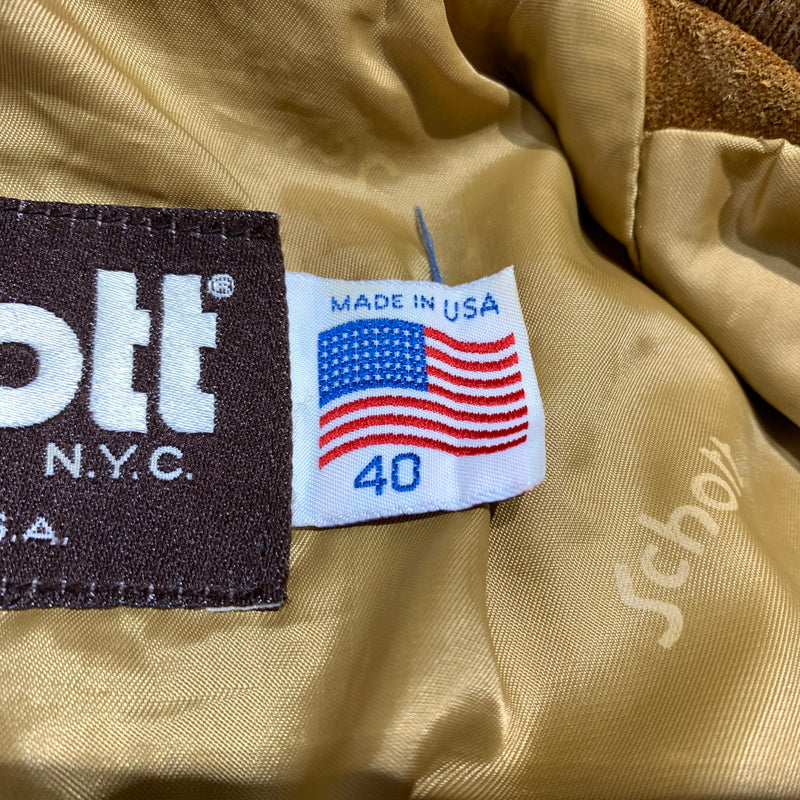 【現状渡し品】【メンズ】 schott ショット SUEDE BOMBER JACKET スエード ボンバージャケット アウター レザージャケット 145-260626-ko-09-tei サイズ：40 カラー：ブラウン 万代Net店