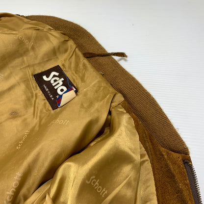 【現状渡し品】【メンズ】 schott ショット SUEDE BOMBER JACKET スエード ボンバージャケット アウター レザージャケット 145-260626-ko-09-tei サイズ：40 カラー：ブラウン 万代Net店
