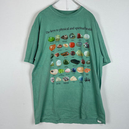 【中古品】【メンズ】 STUSSY ステューシー THE KEY TO PHISICAL AND SPIRITUAL HEALTH TEE ザ キー トゥ フィジカル アンド スピリチュアル ヘルス Tシャツ 半袖 トップス 142-260626-sa-06-tei サイズ：L カラー：グリーン 万代Net店