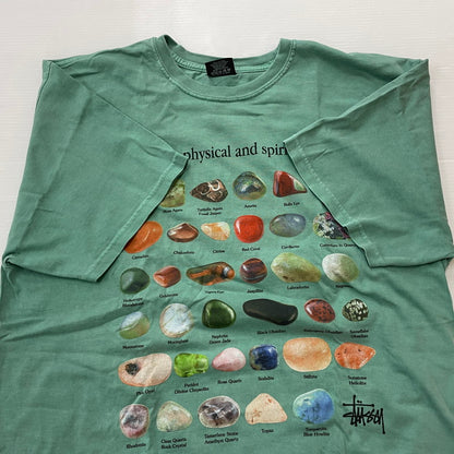 【中古品】【メンズ】 STUSSY ステューシー THE KEY TO PHISICAL AND SPIRITUAL HEALTH TEE ザ キー トゥ フィジカル アンド スピリチュアル ヘルス Tシャツ 半袖 トップス 142-260626-sa-06-tei サイズ：L カラー：グリーン 万代Net店