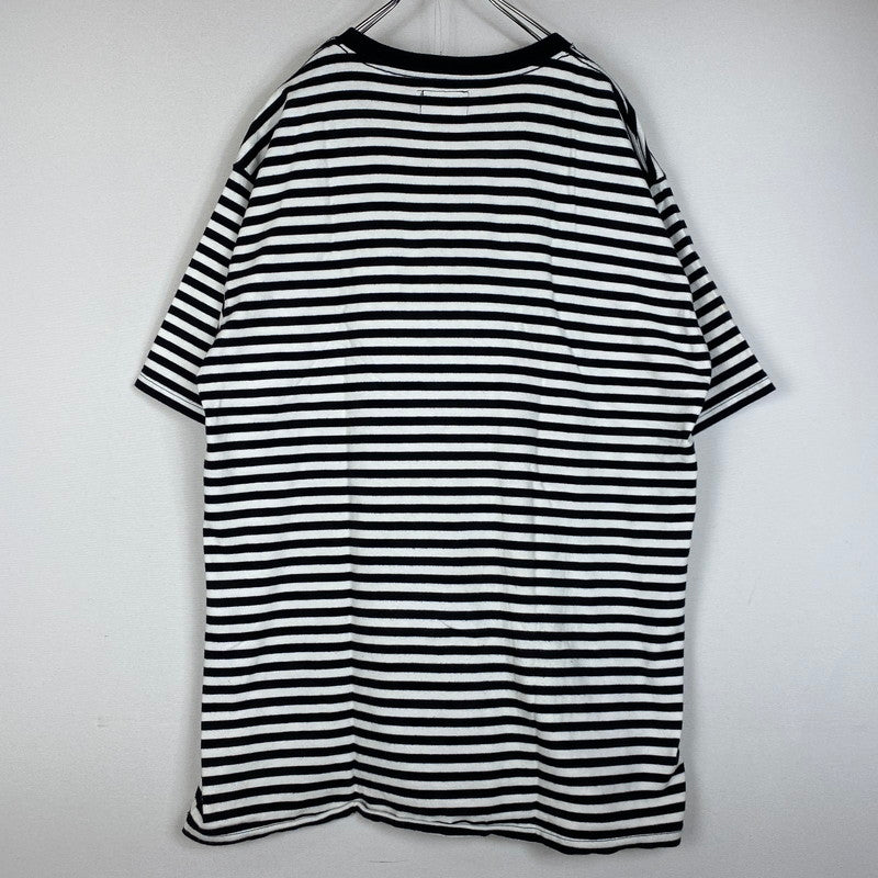 【中古品】【メンズ】 STUSSY ステューシー STRIPED LOGO S/S TEE ボーダーロゴ ショートスリーブTシャツ 半袖トップス 142-260702-ss-02-tei サイズ：L カラー：ブラックホワイト 万代Net店