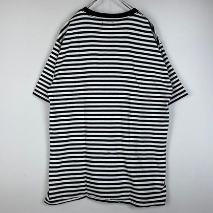 【中古品】【メンズ】 STUSSY ステューシー STRIPED LOGO S/S TEE ボーダーロゴ ショートスリーブTシャツ 半袖トップス 142-260702-ss-02-tei サイズ：L カラー：ブラックホワイト 万代Net店
