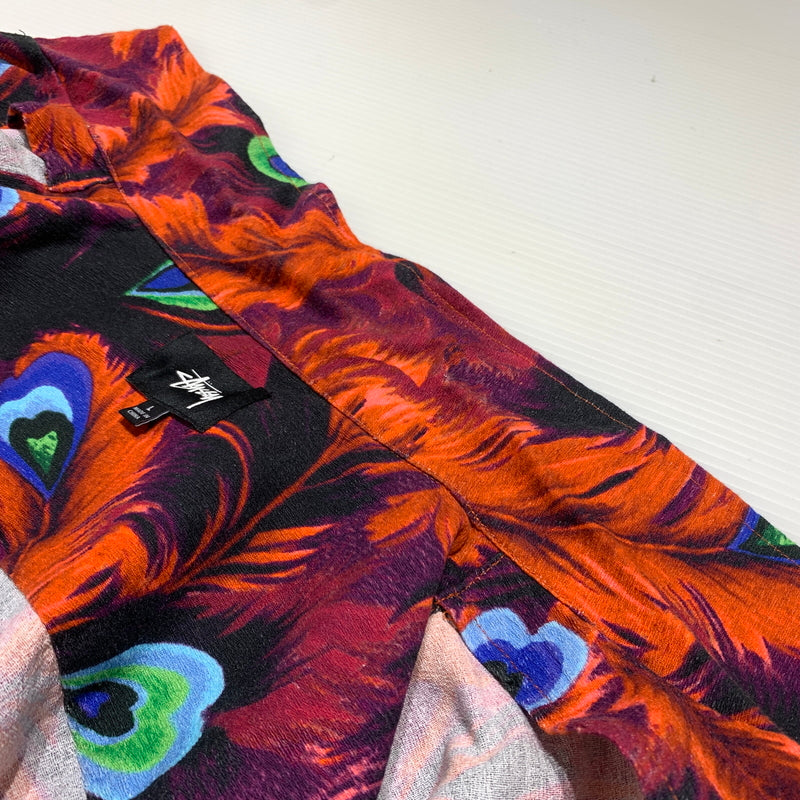 【中古品】【メンズ】 STUSSY ステューシー PEACOCK OPEN COLLAR SHIRT 110043 ピーコック オープンカラー シャツ 半袖 トップス 孔雀柄 142-260626-ko-06-tei サイズ：L カラー：総柄 万代Net店