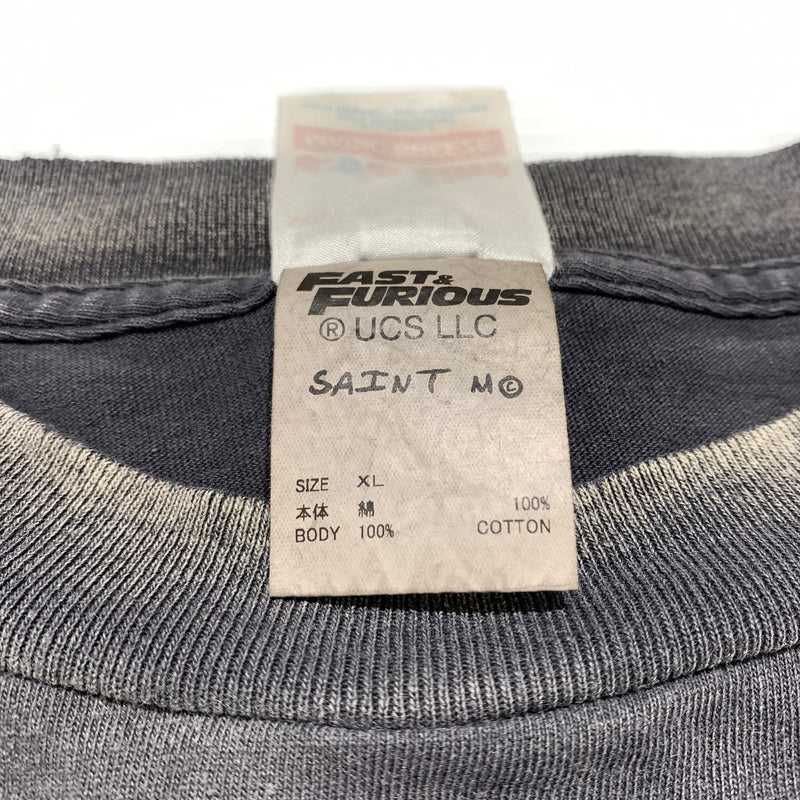 【中古品】【メンズ】 SAINT Mxxxxxx セントマイケル FAST FURIOUS FF_SS T-SHIRT SM-MK8-0000-C06 ファスト ヒュリアス ショートスリーブ Tシャツ 半袖 トップス ダメージ加工 142-260626-ko-04-tei サイズ：XL カラー：ブラック 万代Net店