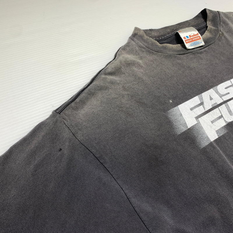 【中古品】【メンズ】 SAINT Mxxxxxx セントマイケル FAST FURIOUS FF_SS T-SHIRT SM-MK8-0000-C06 ファスト ヒュリアス ショートスリーブ Tシャツ 半袖 トップス ダメージ加工 142-260626-ko-04-tei サイズ：XL カラー：ブラック 万代Net店