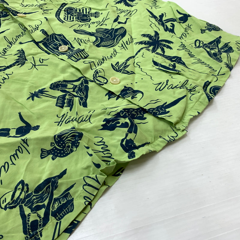 【中古品】【メンズ】 PEARL DIVER パールダイバー 90's RAYON S/S SHIRT 90年代 レーヨン ショートスリーブ シャツ 半袖 トップス ボタンダウン 145-260626-ko-15-tei サイズ：L カラー：総柄 万代Net店