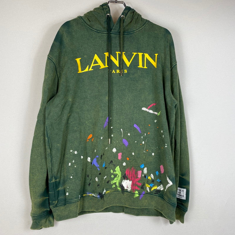 【中古品】【メンズ】 GALLERY DEPT. ギャラリーデプト×LANVIN ランバン 別注 コラボ LOGOS PRINTED HOODIE ロゴ プリント フーディー トップス プルオーバーパーカー 142-260629-ss-05-tei サイズ：XL カラー：グリーン 万代Net店