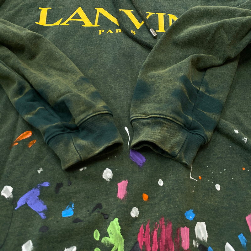【中古品】【メンズ】 GALLERY DEPT. ギャラリーデプト×LANVIN ランバン 別注 コラボ LOGOS PRINTED HOODIE ロゴ プリント フーディー トップス プルオーバーパーカー 142-260629-ss-05-tei サイズ：XL カラー：グリーン 万代Net店