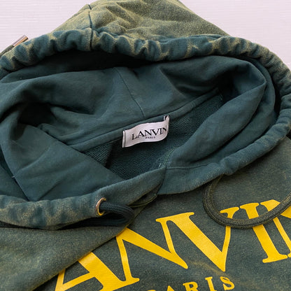 【中古品】【メンズ】 GALLERY DEPT. ギャラリーデプト×LANVIN ランバン 別注 コラボ LOGOS PRINTED HOODIE ロゴ プリント フーディー トップス プルオーバーパーカー 142-260629-ss-05-tei サイズ：XL カラー：グリーン 万代Net店