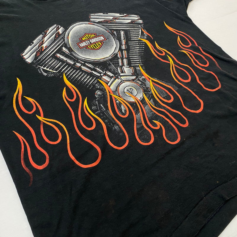 【現状渡し品】【メンズ】 HARLEY-DAVIDSON ハーレーダビッドソン V2 ENGINE FLAME S/S TEE V2 エンジン ショートスリーブTシャツ 半袖トップス 145-260629-ss-04-tei サイズ：XL カラー：ブラック 万代Net店