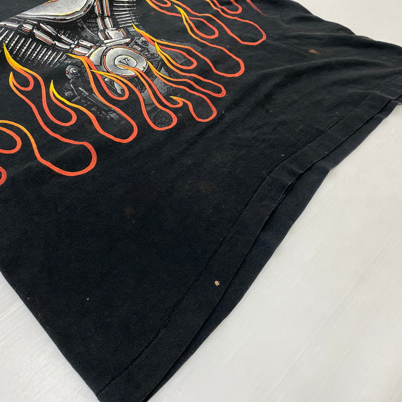 【現状渡し品】【メンズ】 HARLEY-DAVIDSON ハーレーダビッドソン V2 ENGINE FLAME S/S TEE V2 エンジン ショートスリーブTシャツ 半袖トップス 145-260629-ss-04-tei サイズ：XL カラー：ブラック 万代Net店