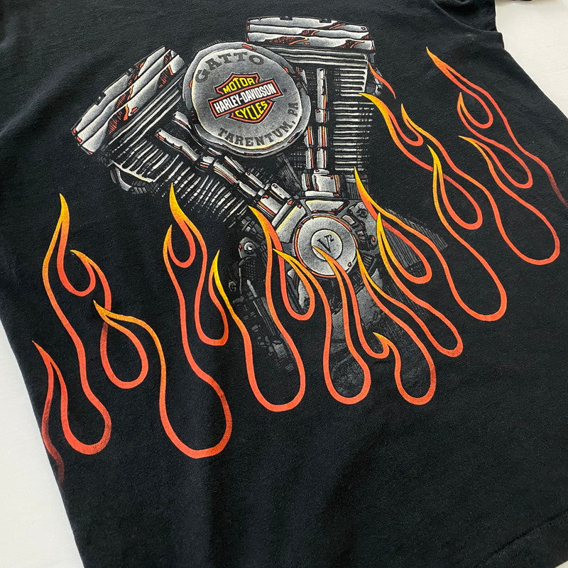 【現状渡し品】【メンズ】 HARLEY-DAVIDSON ハーレーダビッドソン V2 ENGINE FLAME S/S TEE V2 エンジン ショートスリーブTシャツ 半袖トップス 145-260629-ss-04-tei サイズ：XL カラー：ブラック 万代Net店