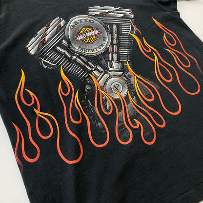 【現状渡し品】【メンズ】 HARLEY-DAVIDSON ハーレーダビッドソン V2 ENGINE FLAME S/S TEE V2 エンジン ショートスリーブTシャツ 半袖トップス 145-260629-ss-04-tei サイズ：XL カラー：ブラック 万代Net店