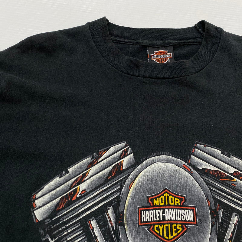 【現状渡し品】【メンズ】 HARLEY-DAVIDSON ハーレーダビッドソン V2 ENGINE FLAME S/S TEE V2 エンジン ショートスリーブTシャツ 半袖トップス 145-260629-ss-04-tei サイズ：XL カラー：ブラック 万代Net店