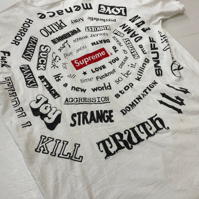 【現状渡し品】【メンズ】 Supreme シュプリーム 21SS SPIRAL S/S TEE スパイラル ショートスリーブTシャツ 半袖トップス 149-260629-ss-01-tei サイズ：XL カラー：ホワイト 万代Net店