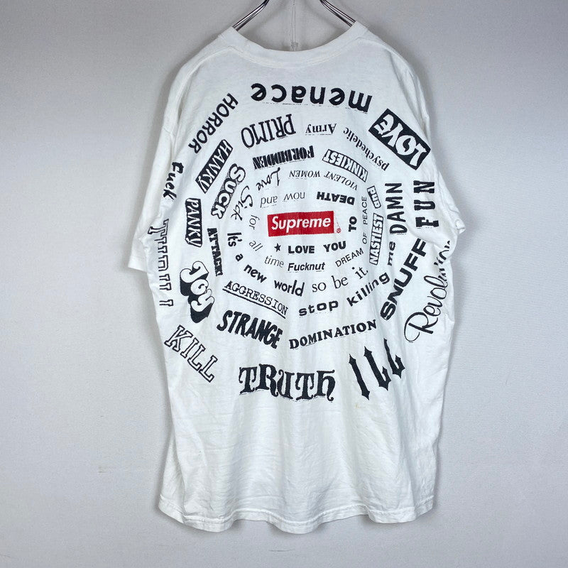 【現状渡し品】【メンズ】 Supreme シュプリーム 21SS SPIRAL S/S TEE スパイラル ショートスリーブTシャツ 半袖トップス 149-260629-ss-01-tei サイズ：XL カラー：ホワイト 万代Net店
