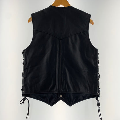 【中古品】【メンズ】 Horn Works ホーンワークス LEATHER VEST WITH CONCHO BUTTONS レザー ベスト コンチョ ボタン ライトアウター 本革 145-260627-ko-11-tei サイズ：L カラー：ブラック 万代Net店