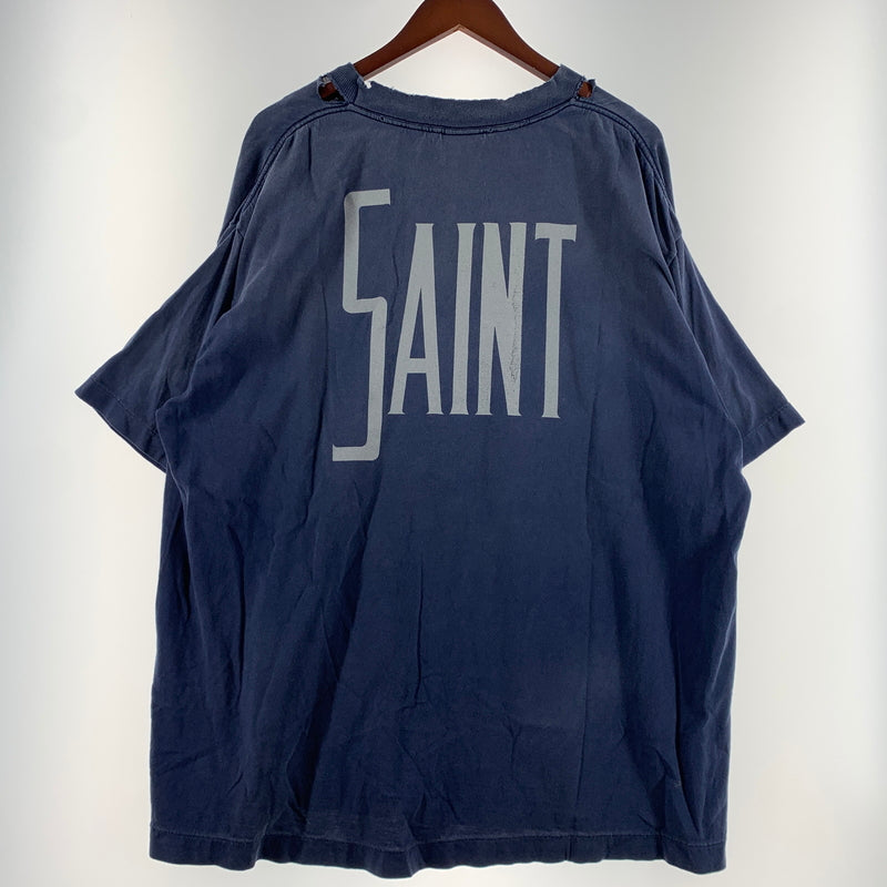 【中古品】【メンズ】 SAINT Mxxxxxx セント マイケル DNF S/S TEE FANTASIA SM-HR8-0000-C65 ショートスリーブ Tシャツ ファンタジア 半袖 トップス ヴィンテージ加工 142-260627-ko-13-tei サイズ：XL カラー：ネイビー 万代Net店
