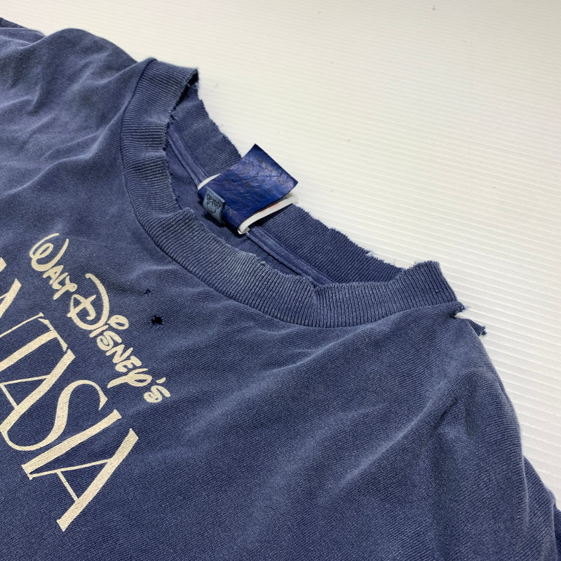 【中古品】【メンズ】 SAINT Mxxxxxx セント マイケル DNF S/S TEE FANTASIA SM-HR8-0000-C65 ショートスリーブ Tシャツ ファンタジア 半袖 トップス ヴィンテージ加工 142-260627-ko-13-tei サイズ：XL カラー：ネイビー 万代Net店