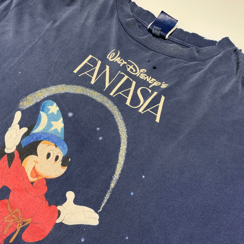 【中古品】【メンズ】 SAINT Mxxxxxx セント マイケル DNF S/S TEE FANTASIA SM-HR8-0000-C65 ショートスリーブ Tシャツ ファンタジア 半袖 トップス ヴィンテージ加工 142-260627-ko-13-tei サイズ：XL カラー：ネイビー 万代Net店