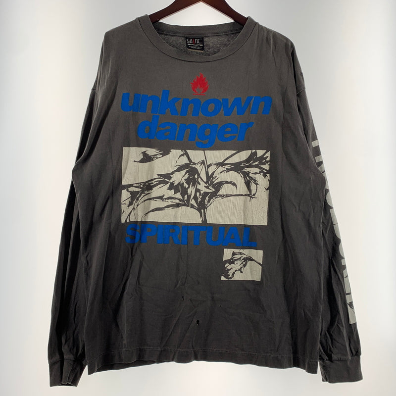 【中古品】【メンズ】 SAINT Mxxxxxx セント マイケル 23SS L/S TEE UNKNOWN SM-S23-0000-027 ロングスリーブ Tシャツ アンノウン 長袖 トップス ヴィンテージ加工 142-260627-ko-15-tei サイズ：XL カラー：グレー 万代Net店