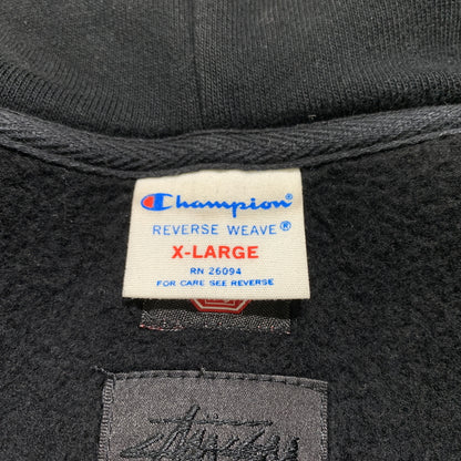 【現状渡し品】【メンズ】 STUSSY ステューシー × Champion チャンピオン 別注 コラボ WIND STOPPER ZIP HOODIE C8-A124 ウィンド ストッパー ジップフーディー トップス フルジップパーカー 142-260629-ko-08-tei サイズ：XL カラー：ブラック 万代Net店
