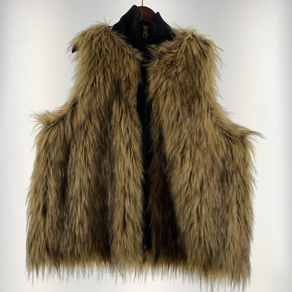 【中古品】【メンズ】 soerte ソエルテ FUR VEST SOSTR0722002 ニット ドッキング ファーベスト ライトアウター フェイクファー 147-260629-ko-10-tei サイズ：3 カラー：ベージュ系 万代Net店