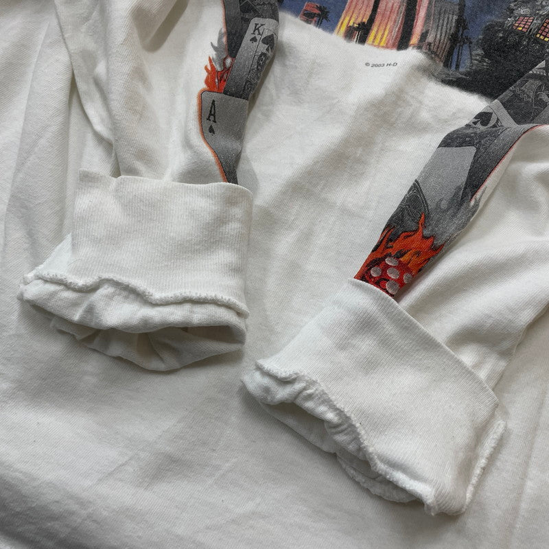 【中古品】【メンズ】 HARLEY-DAVIDSON ハーレー ダビッドソン 00's L/S TEE 2000年代 ロングスリーブ Ｔシャツ 長袖 トップス 145-260630-sa-03-tei サイズ：L カラー：ホワイト 万代Net店