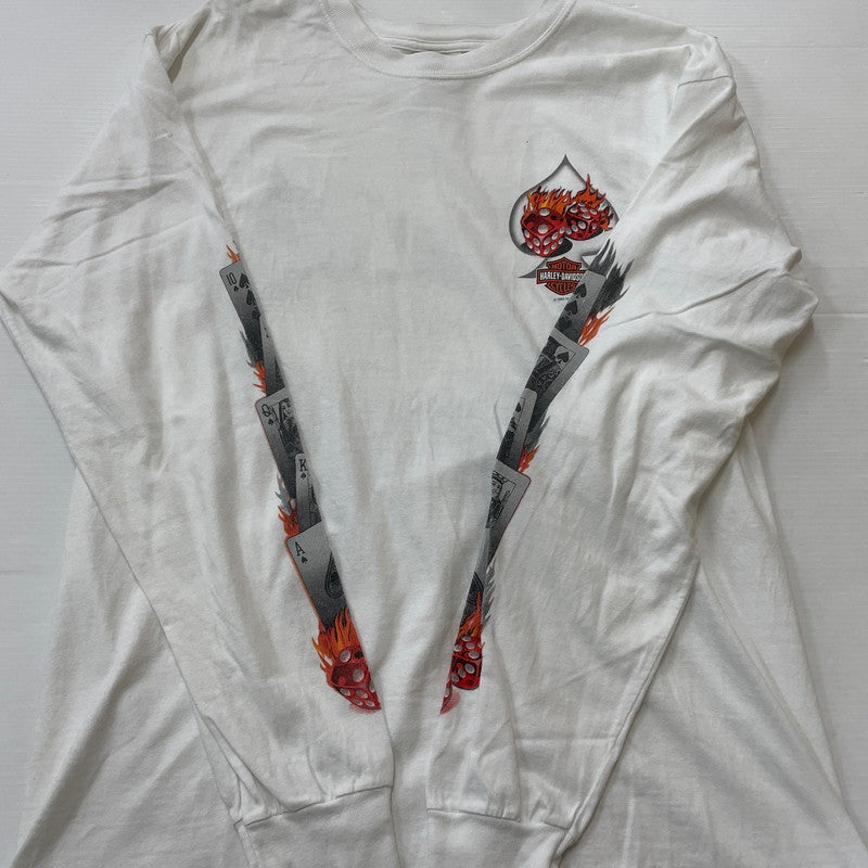 【中古品】【メンズ】 HARLEY-DAVIDSON ハーレー ダビッドソン 00's L/S TEE 2000年代 ロングスリーブ Ｔシャツ 長袖 トップス 145-260630-sa-03-tei サイズ：L カラー：ホワイト 万代Net店