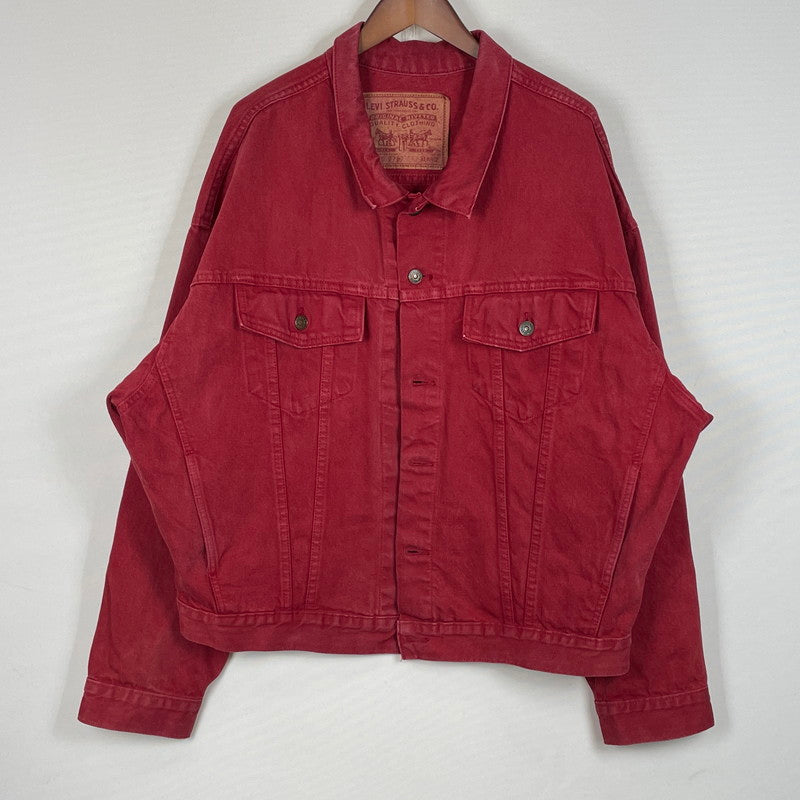 【中古品】【メンズ】 LEVI'S リーバイス 90's USA製 DENIM JACKET 70598-0787 90年代 アメリカ デニム ジャケット アウター ジーンズ ジャケット 145-260630-sa-21-tei サイズ：XL カラー：レッド 万代Net店