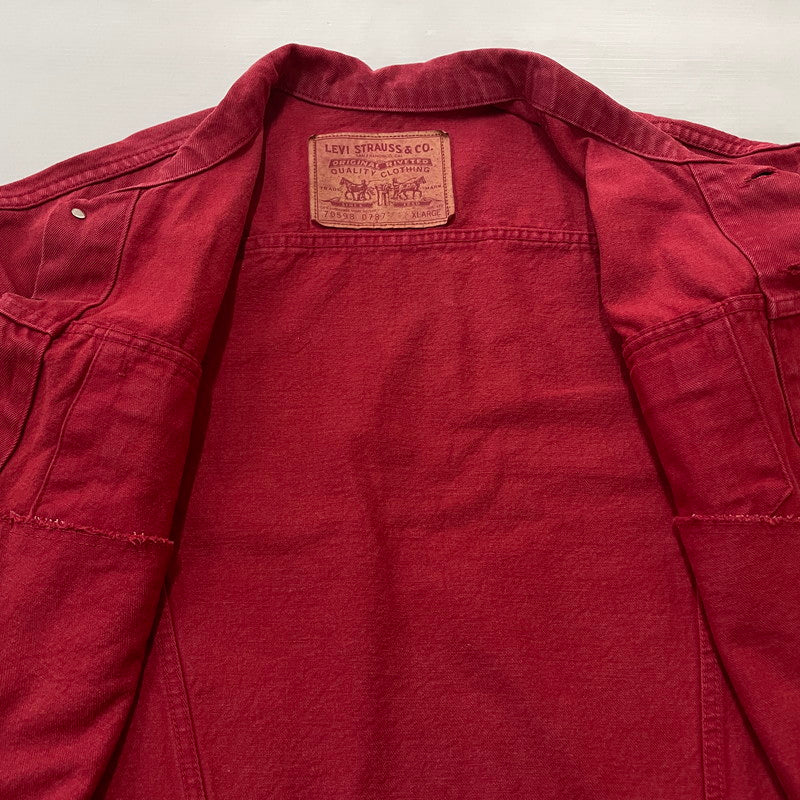 【中古品】【メンズ】 LEVI'S リーバイス 90's USA製 DENIM JACKET 70598-0787 90年代 アメリカ デニム ジャケット アウター ジーンズ ジャケット 145-260630-sa-21-tei サイズ：XL カラー：レッド 万代Net店