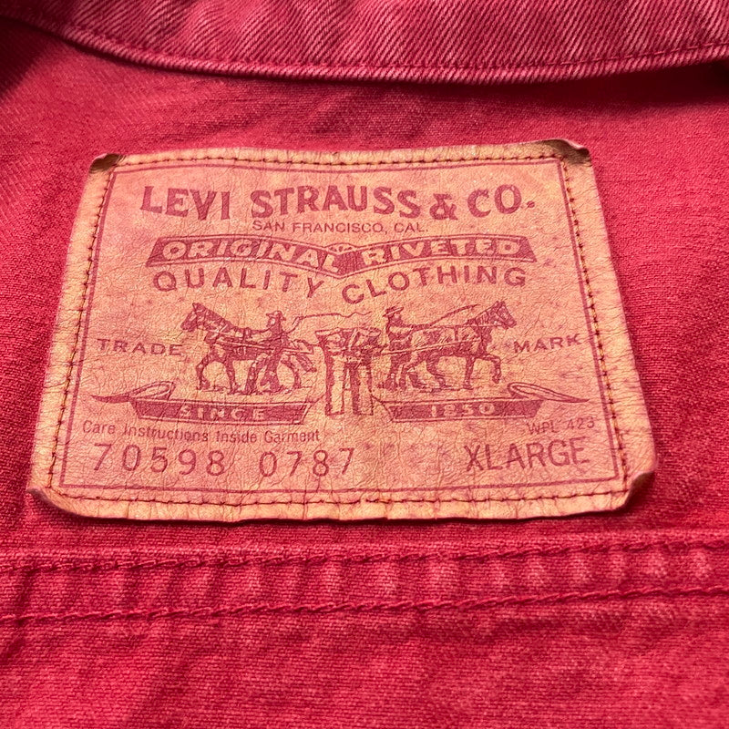 【中古品】【メンズ】 LEVI'S リーバイス 90's USA製 DENIM JACKET 70598-0787 90年代 アメリカ デニム ジャケット アウター ジーンズ ジャケット 145-260630-sa-21-tei サイズ：XL カラー：レッド 万代Net店