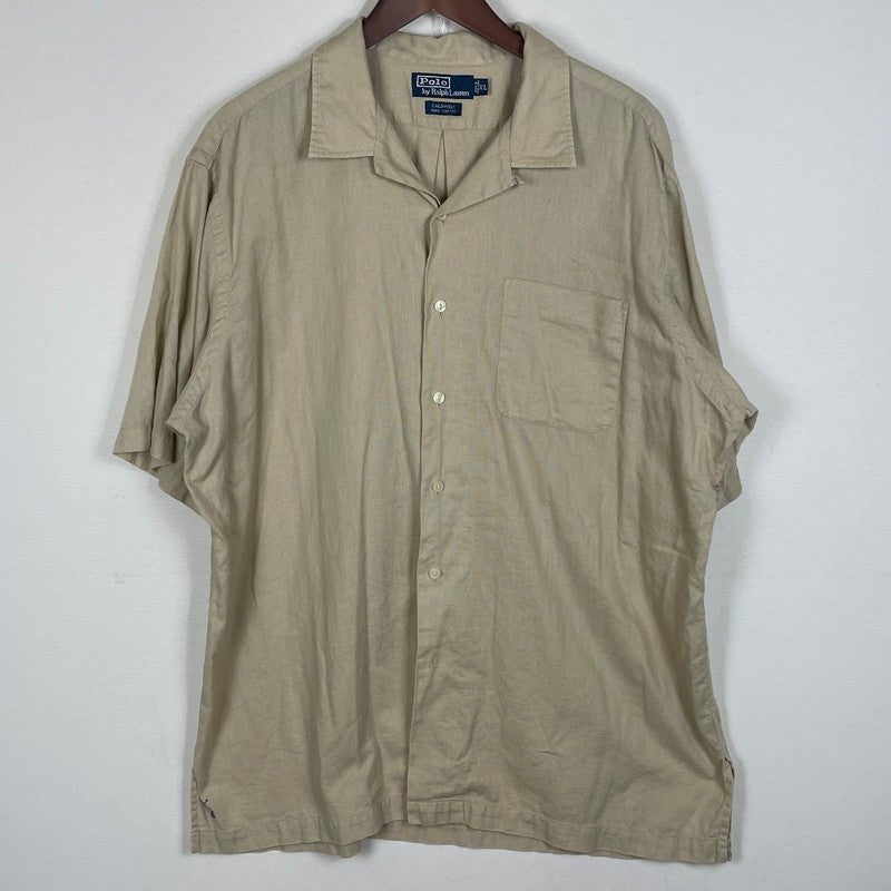 【中古品】【メンズ】 RALPH LAUREN CALDWELL ラルフ ローレン コールドウェル OPEN COLLAR SHIRT オープンカラーシャツ 半袖 トップス ポニー無し 147-260630-sa-14-tei サイズ：XL カラー：ベージュ 万代Net店