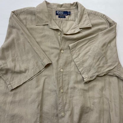 【中古品】【メンズ】 RALPH LAUREN CALDWELL ラルフ ローレン コールドウェル OPEN COLLAR SHIRT オープンカラーシャツ 半袖 トップス ポニー無し 147-260630-sa-14-tei サイズ：XL カラー：ベージュ 万代Net店
