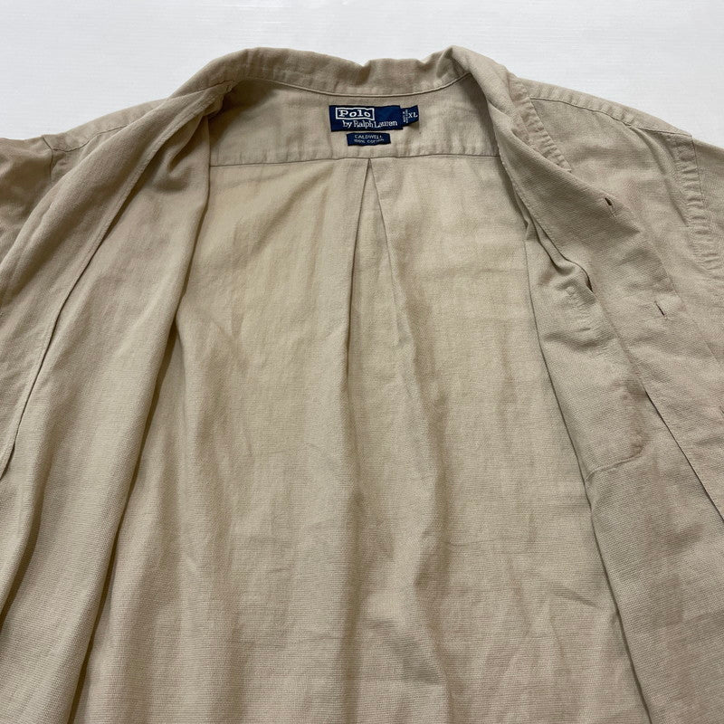 【中古品】【メンズ】 RALPH LAUREN CALDWELL ラルフ ローレン コールドウェル OPEN COLLAR SHIRT オープンカラーシャツ 半袖 トップス ポニー無し 147-260630-sa-14-tei サイズ：XL カラー：ベージュ 万代Net店